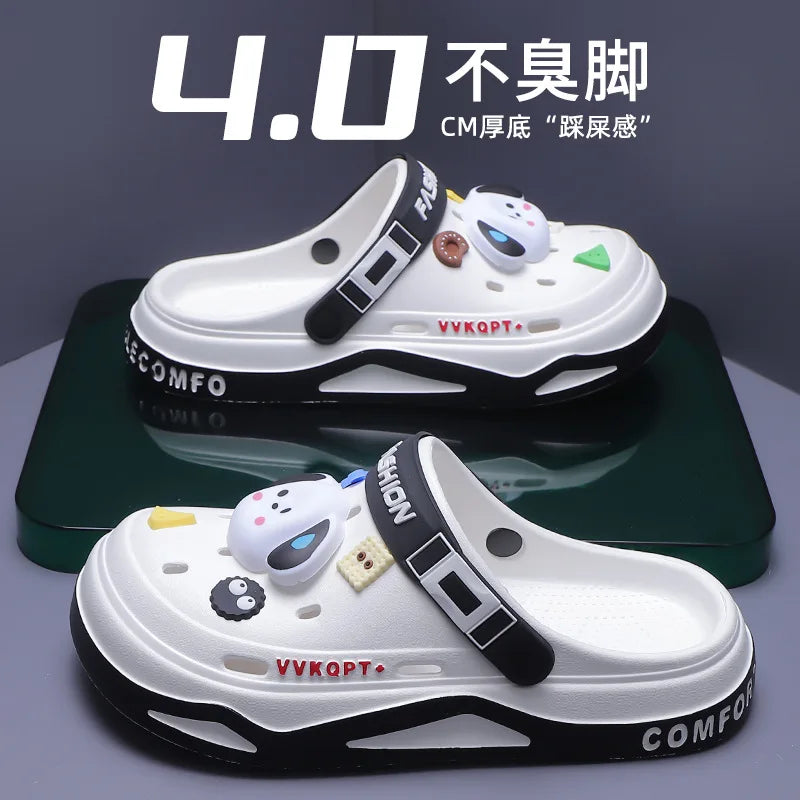 Verão buraco sapatos masculinos usam moda casual antiderrapante portátil sandálias esportivas praia passo no dedo do pé chinelos respiráveis para homem ao ar livre