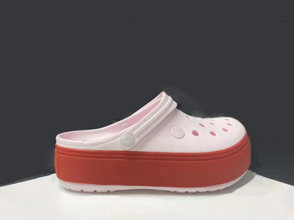2025 novos sapatos femininos perfurados para o verão, respiráveis, leves, sola grossa, aumento de altura, antiderrapantes, sandálias de praia
