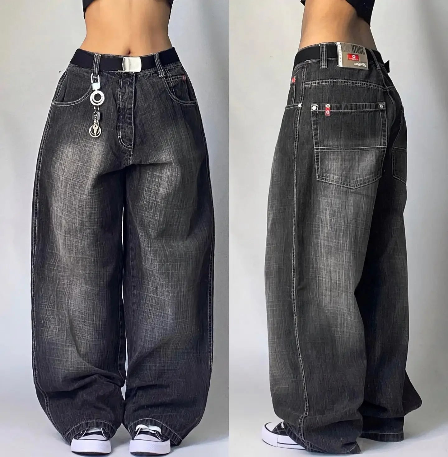 2024 nova tendência americana retro hip-hop bordado padrão jeans baggy para homens e mulheres y2k harajuku gótico calças largas streetwear
