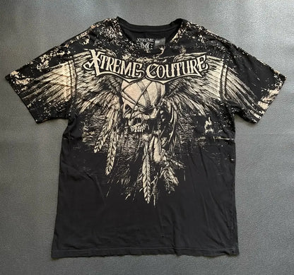 Gótico xtreme verão camiseta homem 2000s asas crânio gráfico camiseta leve algodão manga curta casual respirável camiseta