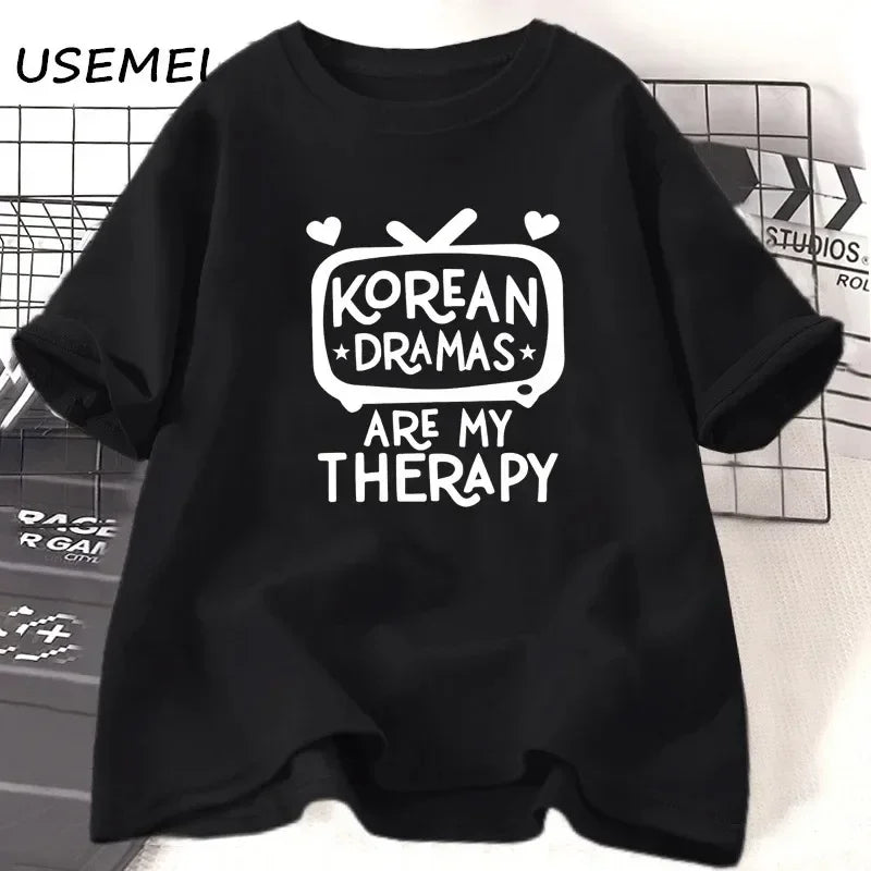 K-drama t camisa feminina coreia drama camiseta 100% algodão manga curta oversized tshirt mulher streetwear casual roupas femininas t