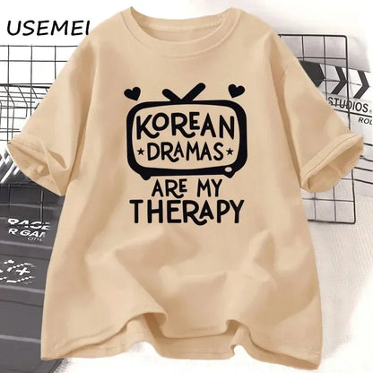 K-drama t camisa feminina coreia drama camiseta 100% algodão manga curta oversized tshirt mulher streetwear casual roupas femininas t