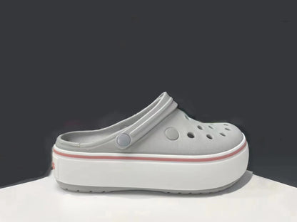 2025 novos sapatos femininos perfurados para o verão, respiráveis, leves, sola grossa, aumento de altura, antiderrapantes, sandálias de praia