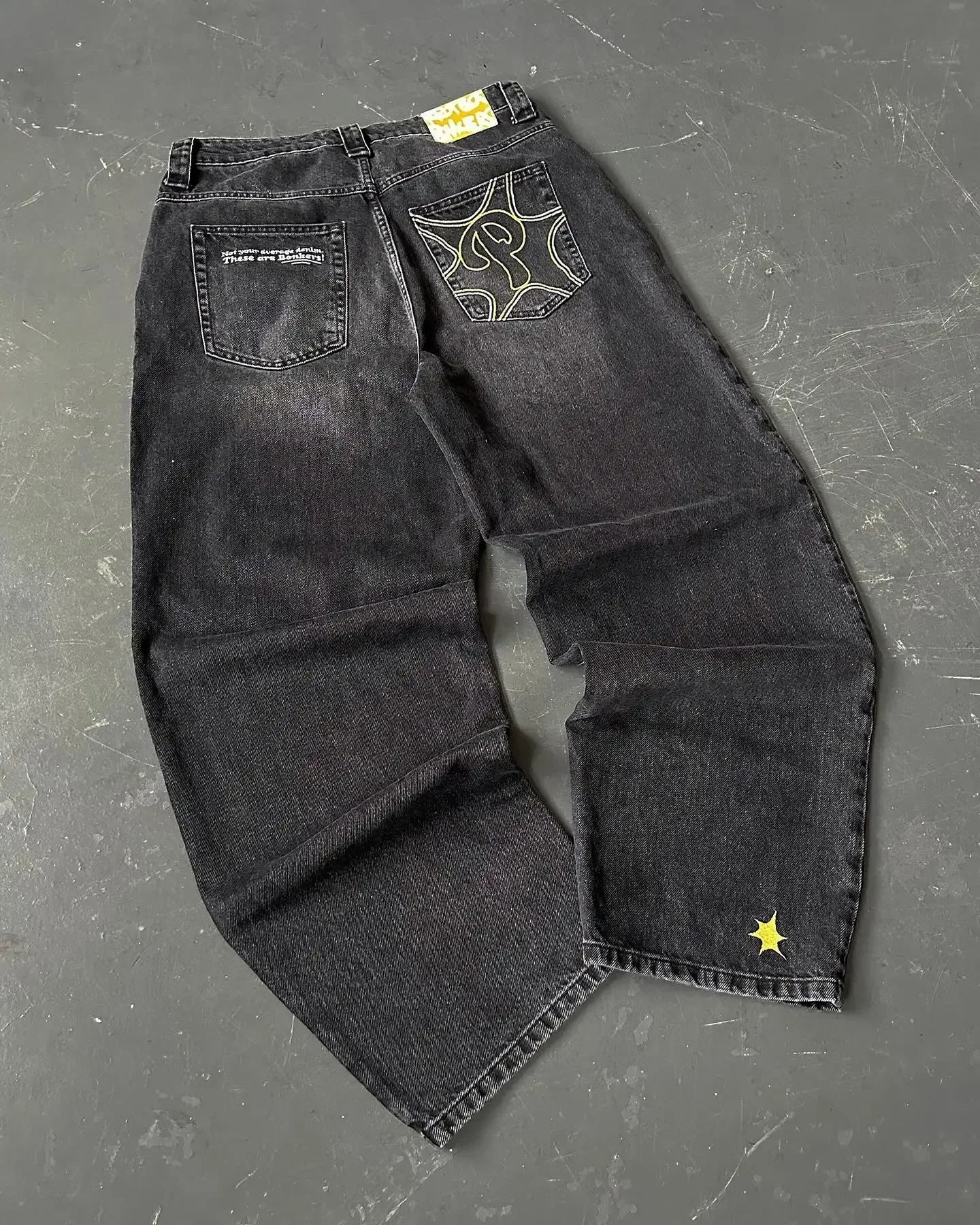 2024 nova tendência americana retro hip-hop bordado padrão jeans baggy para homens e mulheres y2k harajuku gótico calças largas streetwear
