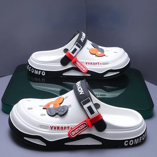 Verão buraco sapatos masculinos usam moda casual antiderrapante portátil sandálias esportivas praia passo no dedo do pé chinelos respiráveis para homem ao ar livre