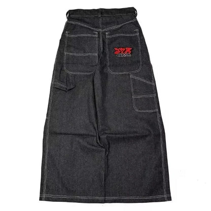 2024 nova tendência americana retro hip-hop bordado padrão jeans baggy para homens e mulheres y2k harajuku gótico calças largas streetwear