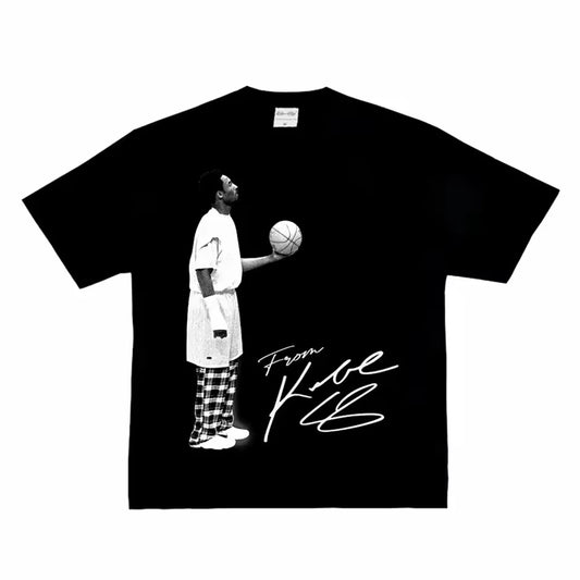 Kobe olhar para cima ao americano pesado y2k unissex masculino feminino roupas de manga curta em torno do pescoço impressão pulôver camisetas 33193