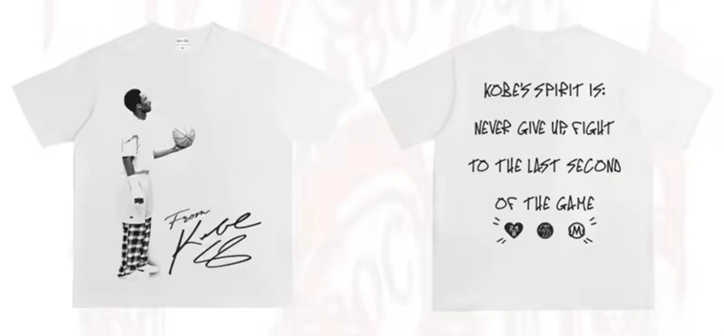 Kobe olhar para cima ao americano pesado y2k unissex masculino feminino roupas de manga curta em torno do pescoço impressão pulôver camisetas 33193