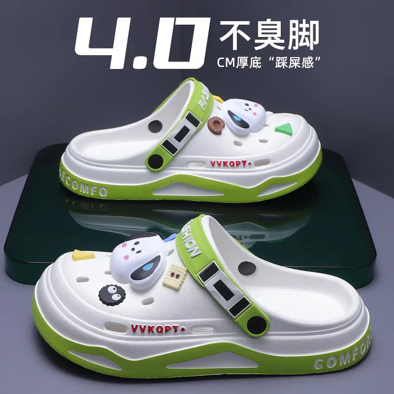 Verão buraco sapatos masculinos usam moda casual antiderrapante portátil sandálias esportivas praia passo no dedo do pé chinelos respiráveis para homem ao ar livre