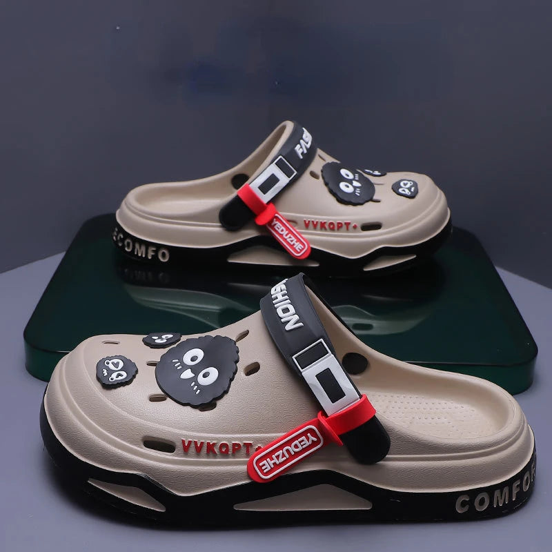 Verão buraco sapatos masculinos usam moda casual antiderrapante portátil sandálias esportivas praia passo no dedo do pé chinelos respiráveis para homem ao ar livre