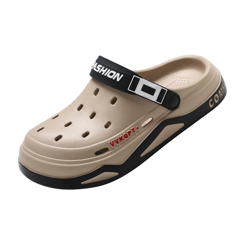 Verão buraco sapatos masculinos usam moda casual antiderrapante portátil sandálias esportivas praia passo no dedo do pé chinelos respiráveis para homem ao ar livre