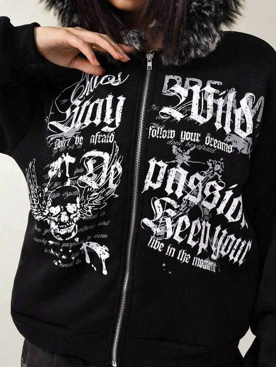 Y2k sudpole fiapos moletom gótico vintage padrão oversized com capuz zipup moletom tendência das mulheres dos homens moda casual streetwear