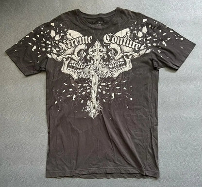 Gótico xtreme verão camiseta homem 2000s asas crânio gráfico camiseta leve algodão manga curta casual respirável camiseta