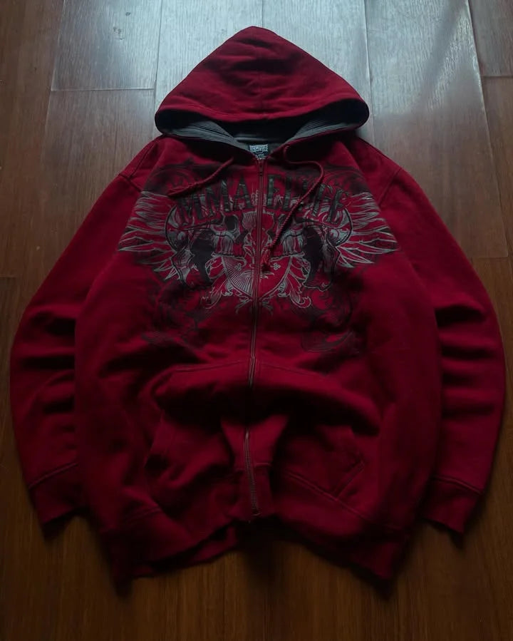 Y2k gótico ecko crânio impressão hoodie das mulheres dos homens streetwear punk oversize preto moletom escuro artístico casual pulôver