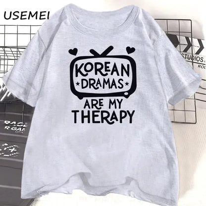 K-drama t camisa feminina coreia drama camiseta 100% algodão manga curta oversized tshirt mulher streetwear casual roupas femininas t