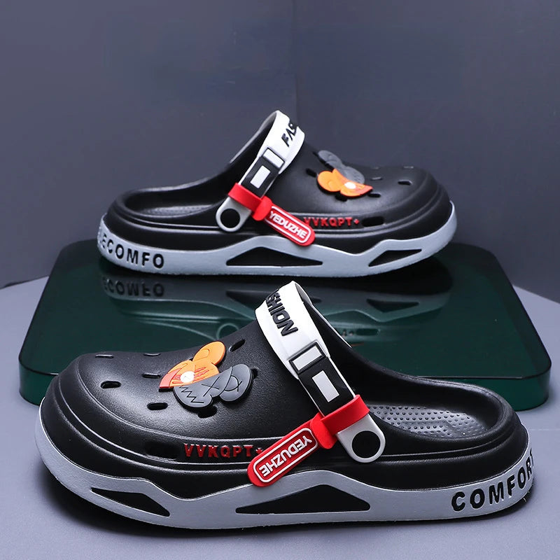 Verão buraco sapatos masculinos usam moda casual antiderrapante portátil sandálias esportivas praia passo no dedo do pé chinelos respiráveis para homem ao ar livre