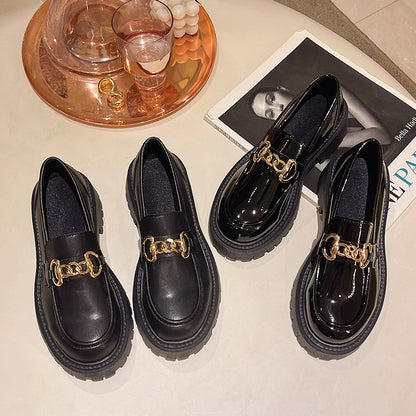 British Retro Style Round Toe Shoes